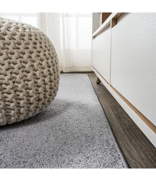 Haze Solid Low-Pile Gray 4 ft. x 6 ft. Oval Area Rug