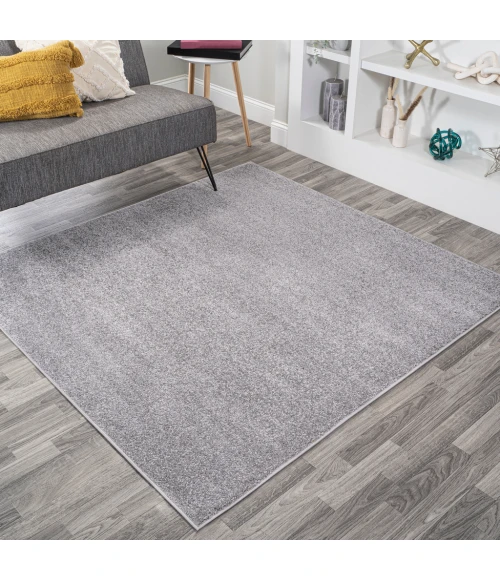 Haze Solid Low-Pile Gray 6' Square Area Rug