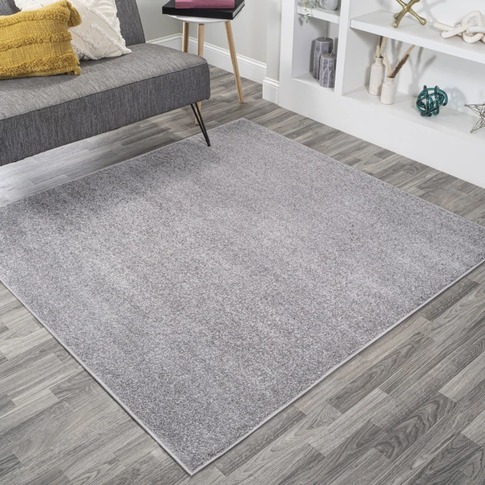 Haze Solid Low-Pile Gray 6' Square Area Rug
