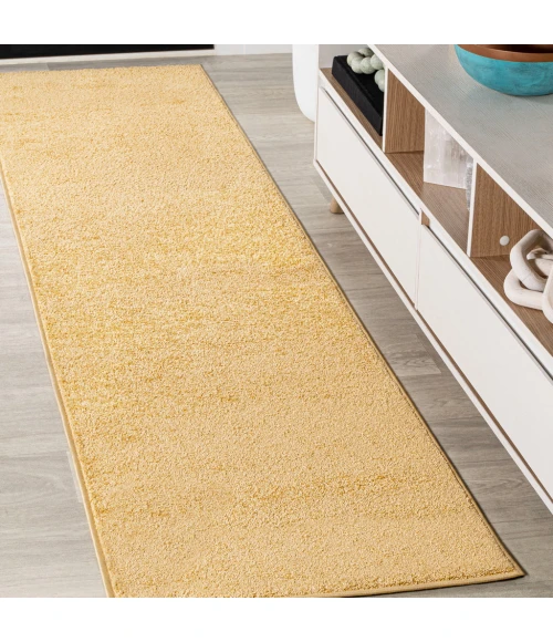 Haze Solid Low-Pile Mustard 2 ft. x 16 ft. Runner Rug