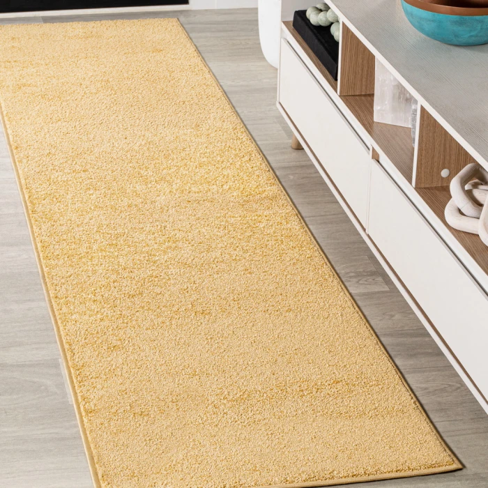 Haze Solid Low-Pile Mustard 2 ft. x 12 ft. Runner Rug
