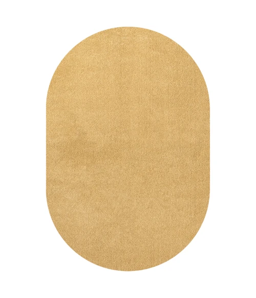 Haze Solid Low-Pile Mustard 5 ft. x 8 ft. Oval Area Rug