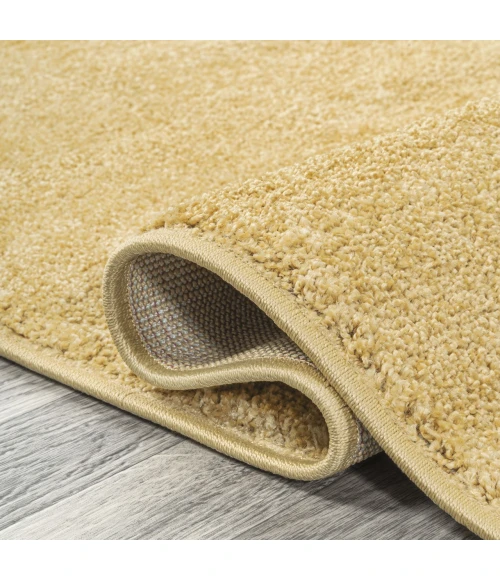 Haze Solid Low-Pile Mustard 6' Round Area Rug