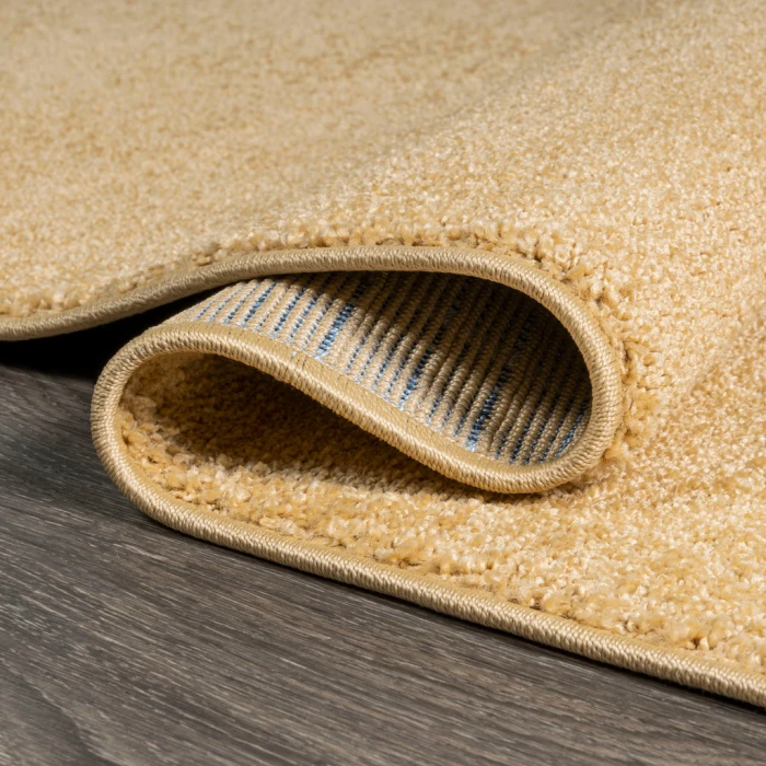 Haze Solid Low-Pile Mustard 5' Round Area Rug