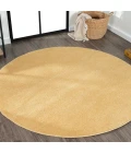 Haze Solid Low-Pile Mustard 6' Round Area Rug