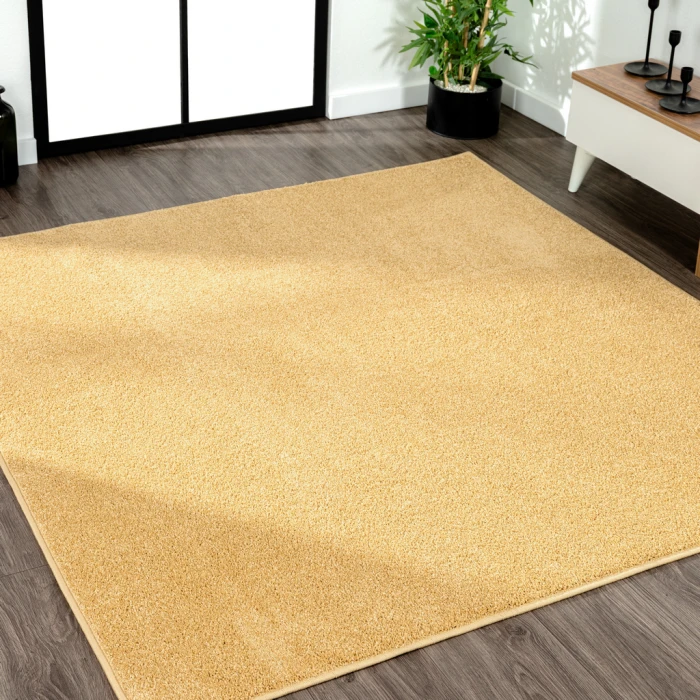 Haze Solid Low-Pile Mustard 7' Square Area Rug