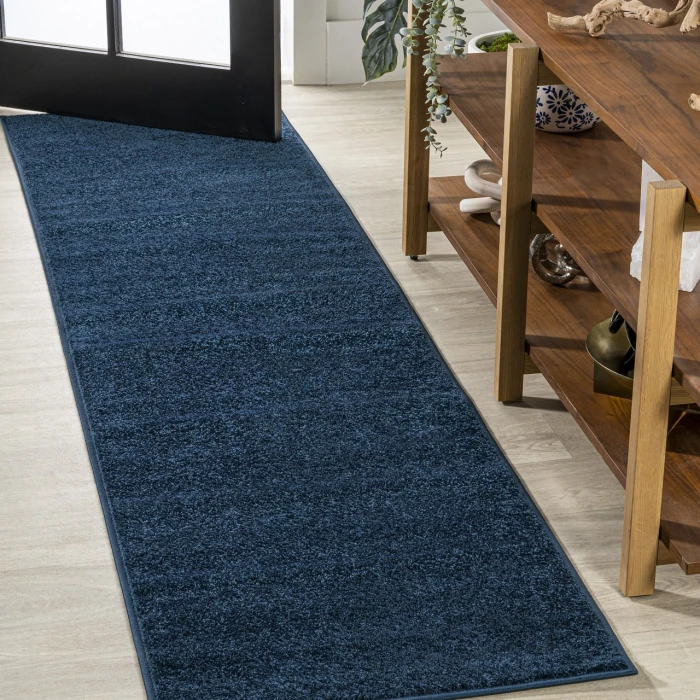 Haze Solid Low-Pile Navy 2 ft. x 8 ft. Runner Rug