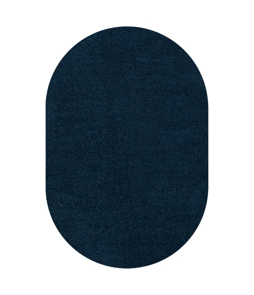 Haze Solid Low-Pile Navy 4 ft. x 6 ft. Oval Area Rug
