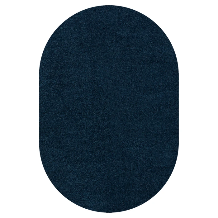 Haze Solid Low-Pile Navy 5 ft. x 8 ft. Oval Area Rug