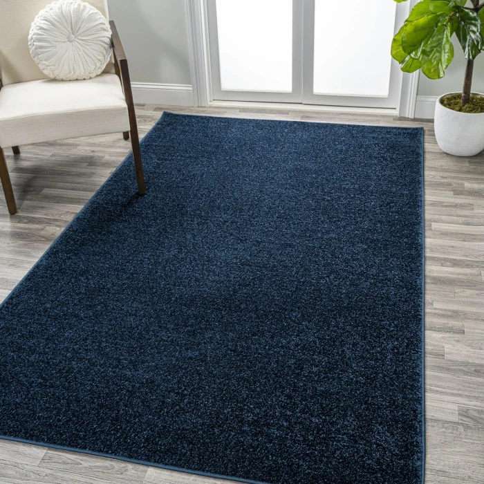 Haze Solid Low-Pile Navy 9 ft. x 12 ft. Area Rug