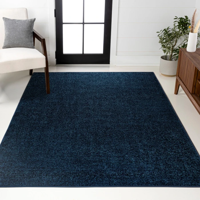 Haze Solid Low-Pile Navy 9 ft. x 12 ft. Area Rug