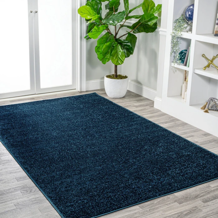 Haze Solid Low-Pile Navy 9 ft. x 12 ft. Area Rug