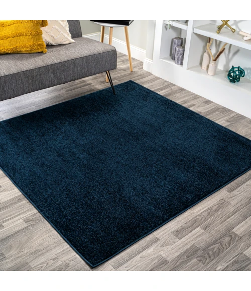 Haze Solid Low-Pile Navy 7' Square Area Rug