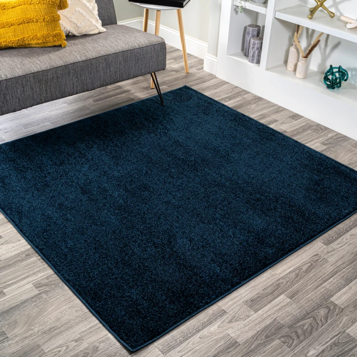 Haze Solid Low-Pile Navy 7' Square Area Rug