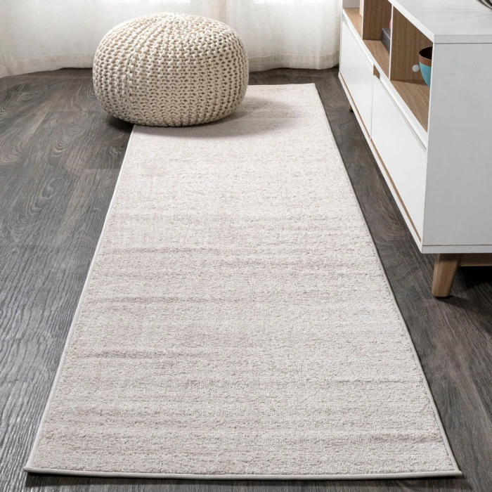 Haze Solid Low-Pile Ivory 2 ft. x 12 ft. Runner Rug