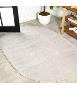 Jonathany Supersoft SEU100D Ivory Area Rug 3 ft. X 5 ft. Oval