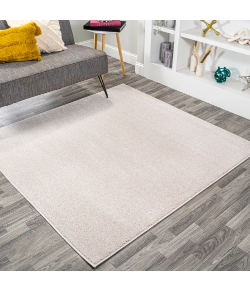 Haze Solid Low-Pile Ivory 6' Square Area Rug