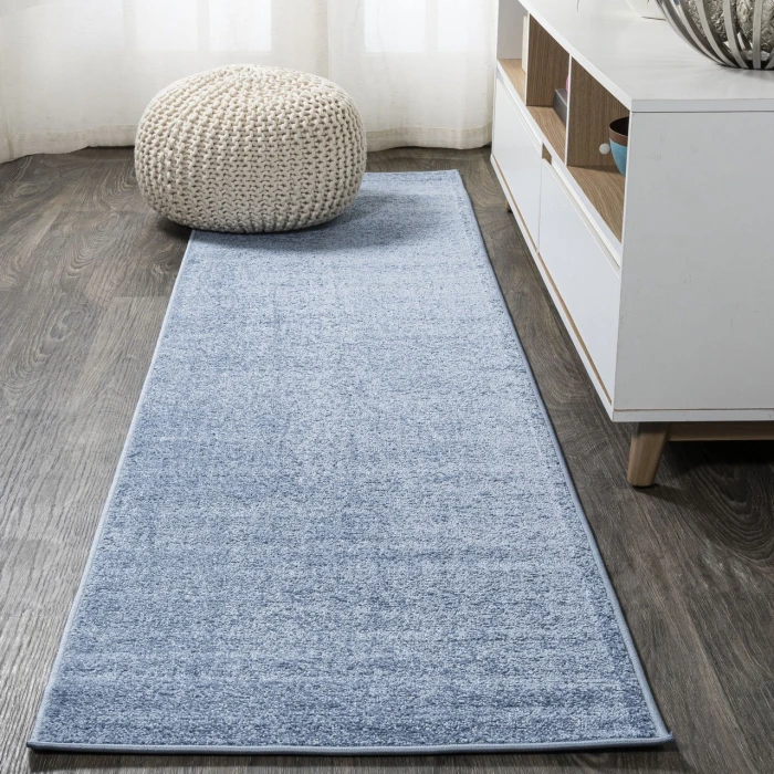 Haze Solid Low-Pile Classic Blue 2 ft. x 8 ft. Runner Rug