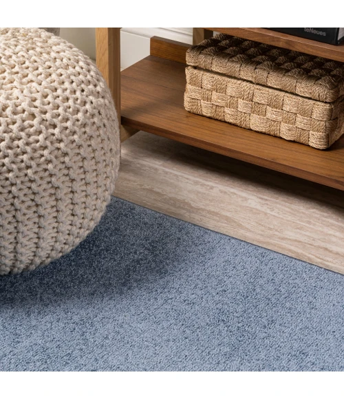 Haze Solid Low-Pile Classic Blue 5 ft. x 8 ft. Oval Area Rug