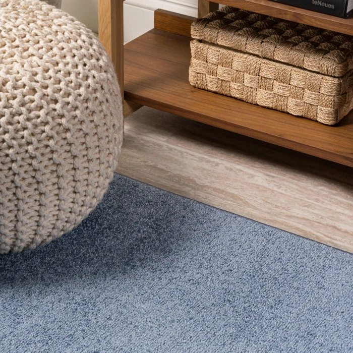 Haze Solid Low-Pile Classic Blue 6 ft. x 9 ft. Oval Area Rug