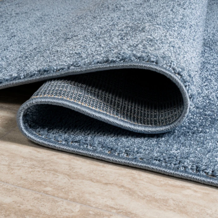Haze Solid Low-Pile Classic Blue 5' Square Area Rug