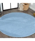 Haze Solid Low-Pile Classic Blue 5' Round Area Rug
