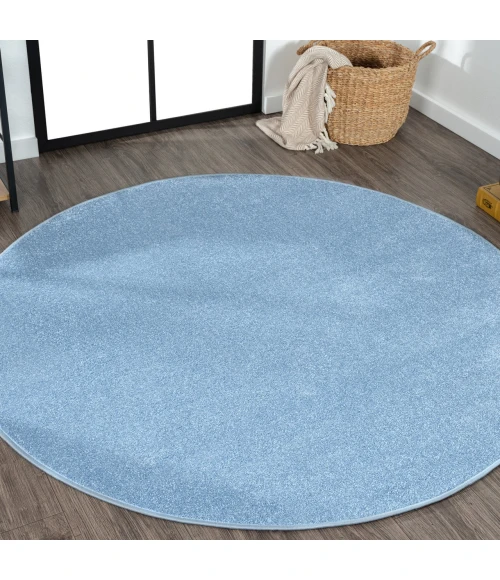 Haze Solid Low-Pile Classic Blue 5' Round Area Rug