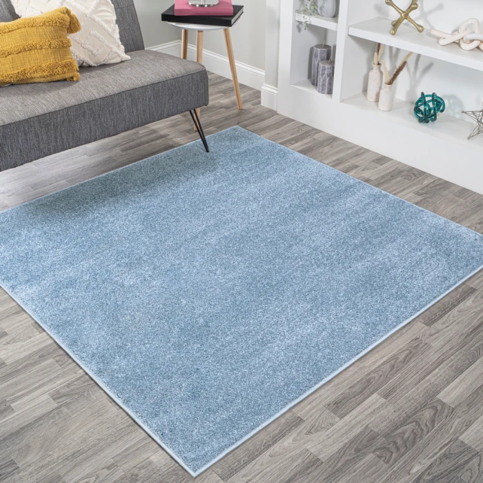 Haze Solid Low-Pile Classic Blue 5' Square Area Rug