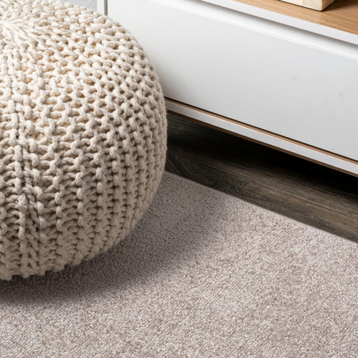 Haze Solid Low-Pile Beige 5 ft. x 8 ft. Oval Area Rug