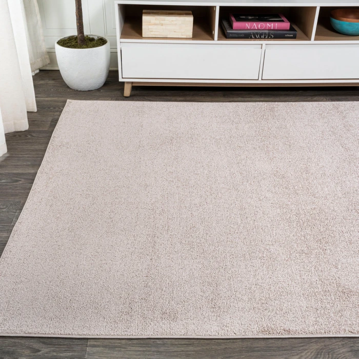 Haze Solid Low-Pile Beige 8 ft. x 10 ft. Area Rug