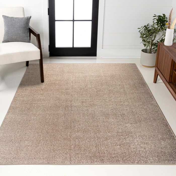 Haze Solid Low-Pile Beige 8 ft. x 10 ft. Area Rug