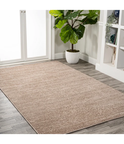 Haze Solid Low-Pile Beige 6 ft. x 9 ft. Area Rug