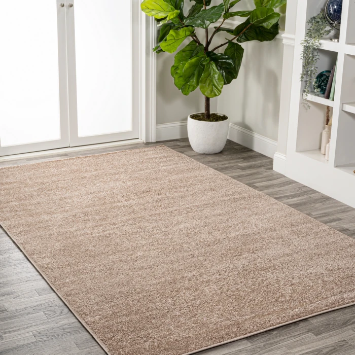 Haze Solid Low-Pile Beige 8 ft. x 10 ft. Area Rug