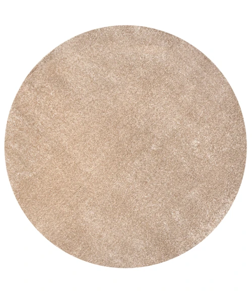 Haze Solid Low-Pile Beige 5' Round Area Rug