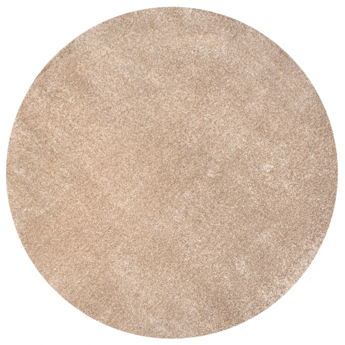 Haze Solid Low-Pile Beige 6' Round Area Rug
