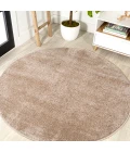 Haze Solid Low-Pile Beige 5' Round Area Rug