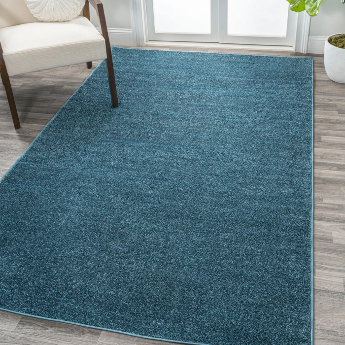 Haze Solid Low-Pile Turquoise 9 ft. x 12 ft. Area Rug