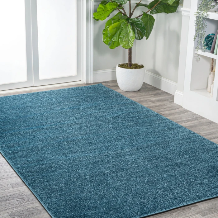 Haze Solid Low-Pile Turquoise 9 ft. x 12 ft. Area Rug