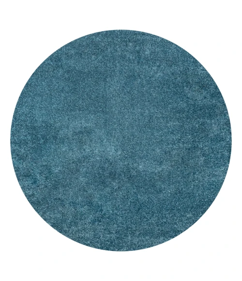 Haze Solid Low-Pile Turquoise 8' Round Area Rug