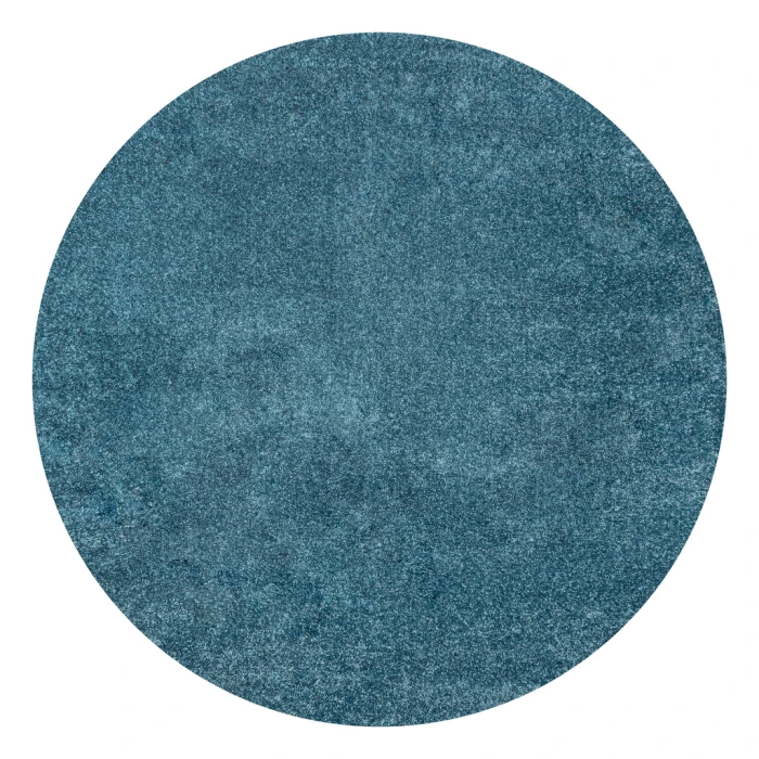 Haze Solid Low-Pile Turquoise 4' Round Area Rug