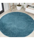 Haze Solid Low-Pile Turquoise 8' Round Area Rug