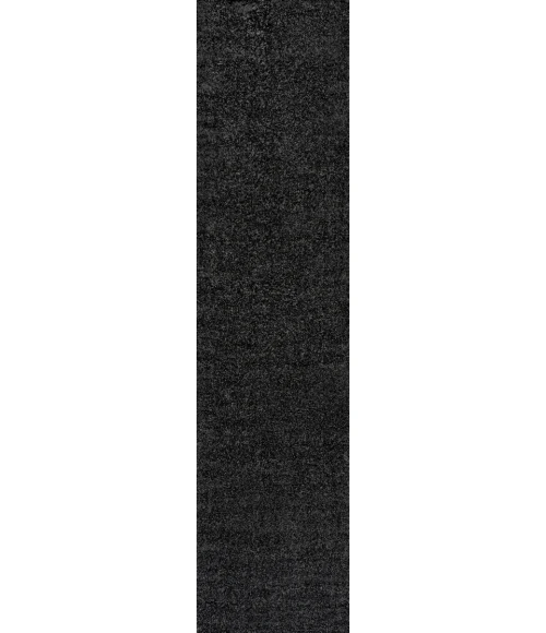 Haze Solid Low-Pile Black 2 ft. x 12 ft. Runner Rug