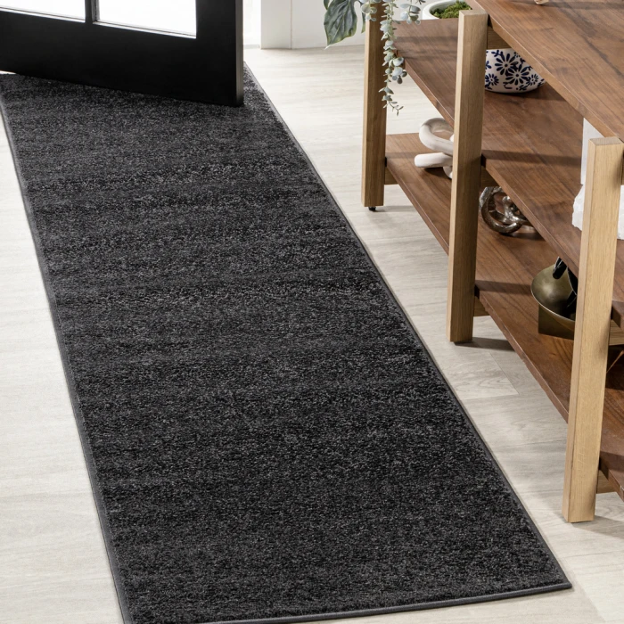 Haze Solid Low-Pile Black 2 ft. x 14 ft. Runner Rug