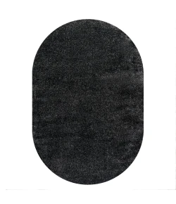 Jonathany Supersoft SEU100I Black Area Rug 3 ft. X 5 ft. Oval