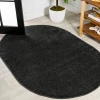 Jonathany Supersoft SEU100I Black Area Rug 3 ft. X 5 ft. Oval