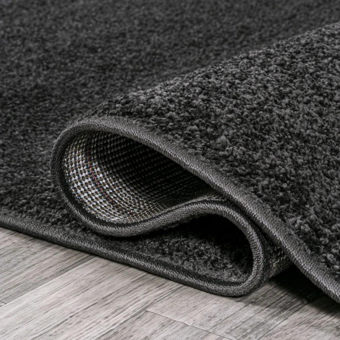 Haze Solid Low-Pile Black 6 ft. x 9 ft. Oval Area Rug