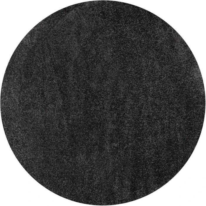 Haze Solid Low-Pile Black 8' Round Area Rug