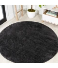 Haze Solid Low-Pile Black 8' Round Area Rug