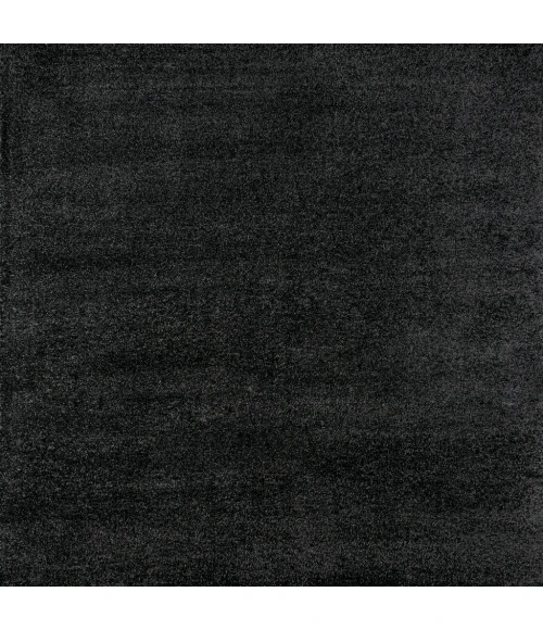 Haze Solid Low-Pile Black 9' Square Area Rug