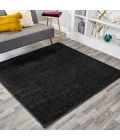 Haze Solid Low-Pile Black 9' Square Area Rug